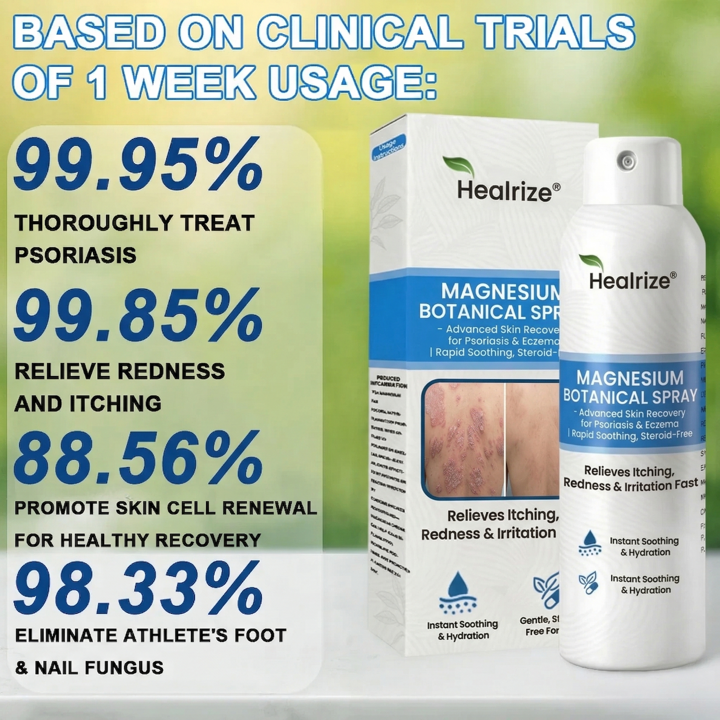🇺🇸 Official Store| Healrize® Magnesium Botanical Spray – 🥇 Fast Relief for Psoriasis & Eczema | No Rubbing, Steroid-Free