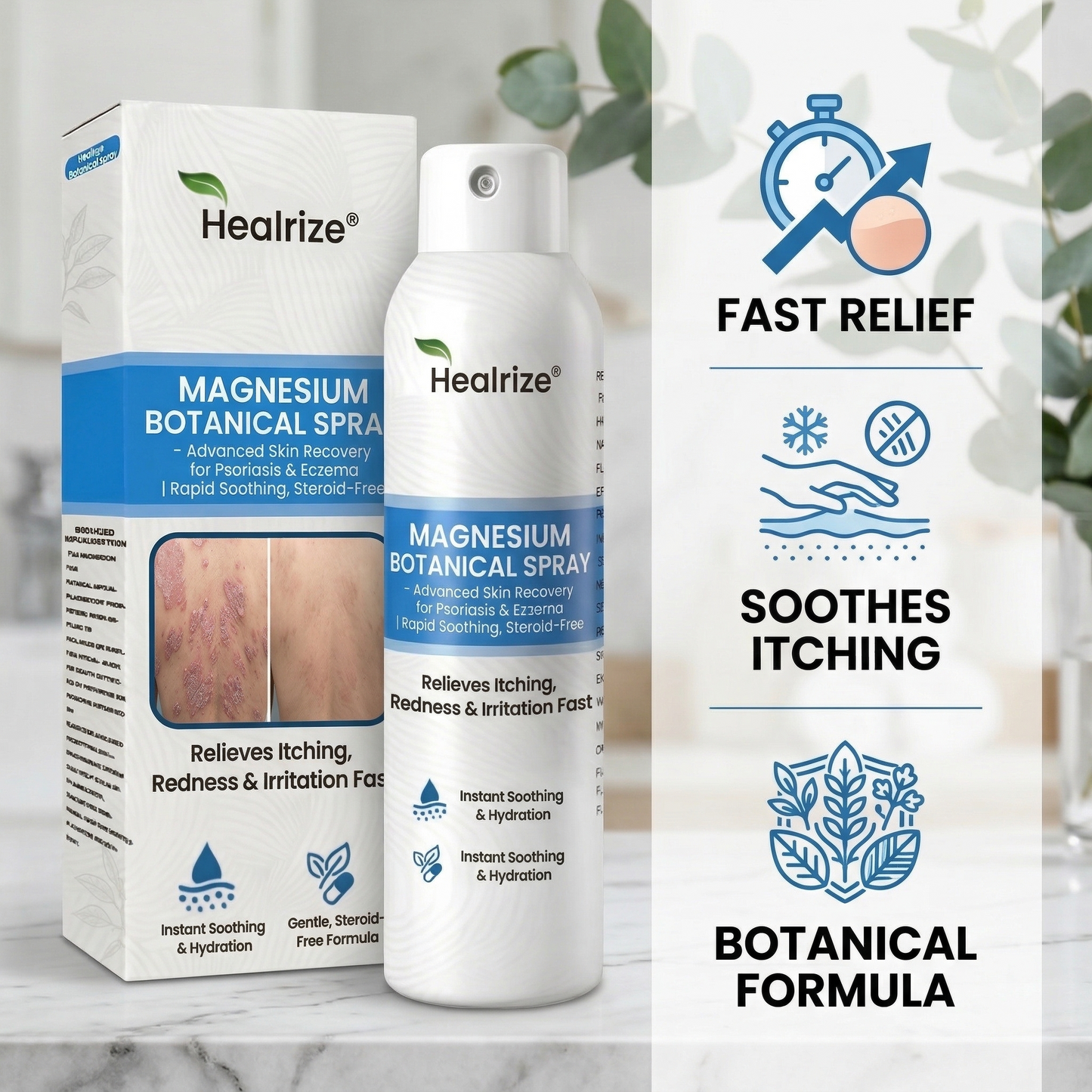 🇺🇸 Official Store| Healrize® Magnesium Botanical Spray – 🥇 Fast Relief for Psoriasis & Eczema | No Rubbing, Steroid-Free