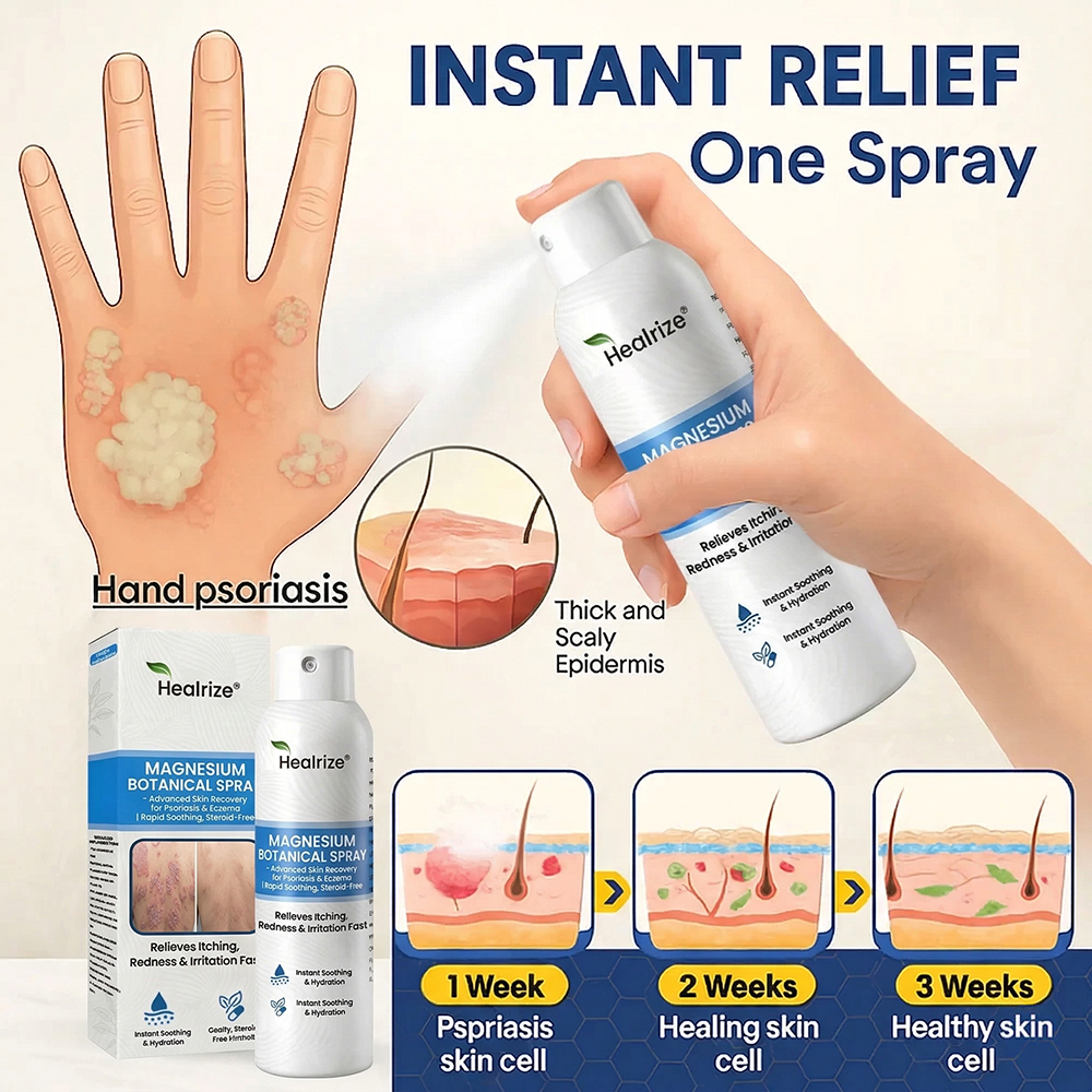 🇺🇸 Official Store| Healrize® Magnesium Botanical Spray – 🥇 Fast Relief for Psoriasis & Eczema | No Rubbing, Steroid-Free