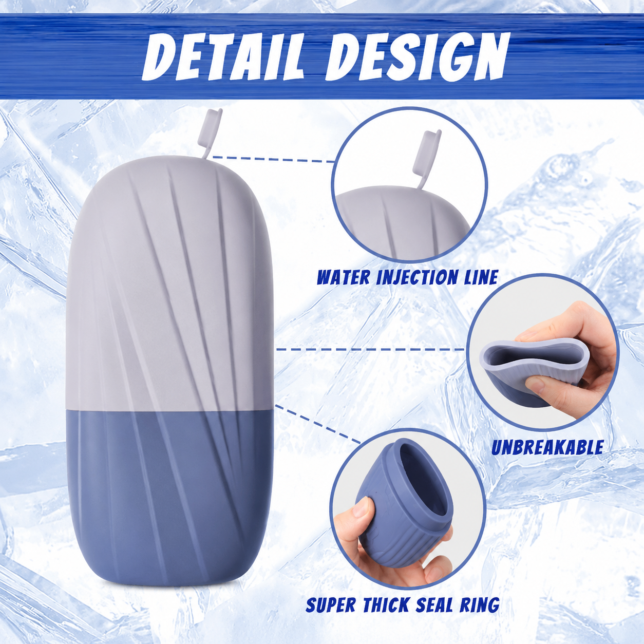 Ice Face Roller, Reusable Silicone Mold Face Massage Eye Facial Beauty Skin Care Tools Apply Ice for Shrink Pores Anti Wrinkle Reduce Puffiness Improve Skin Elasticity, Striped