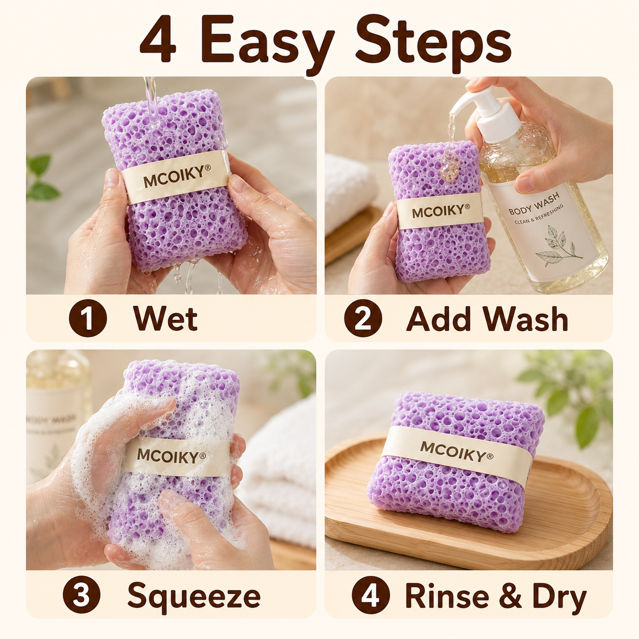 MCOIKY® Body Wash Foaming Sponge Set