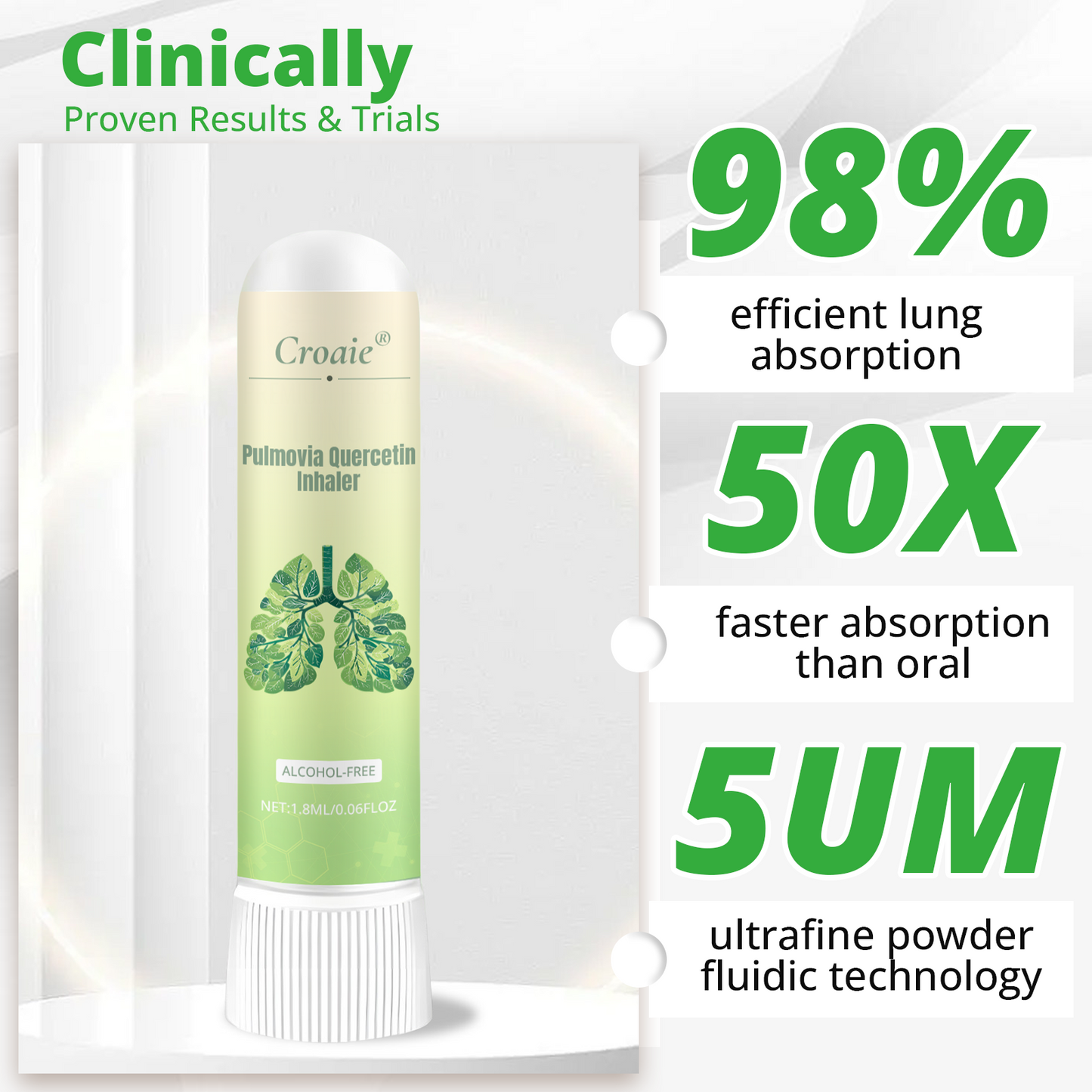 Croaie® Pulmovia Quercetin Inhaler — Deep Lung Detox  Natural Relief for Cough & Shortness of Breath