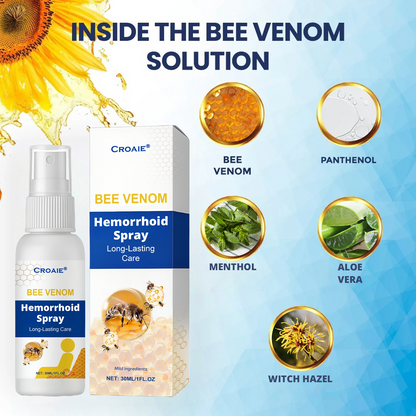 Croaie® Bee Venom Hemorrhoid Spray for Skin, Topical Anesthetic Postpartum Hemorrhoid Treatment with Phenylephrine for Local and Anorectal Uses