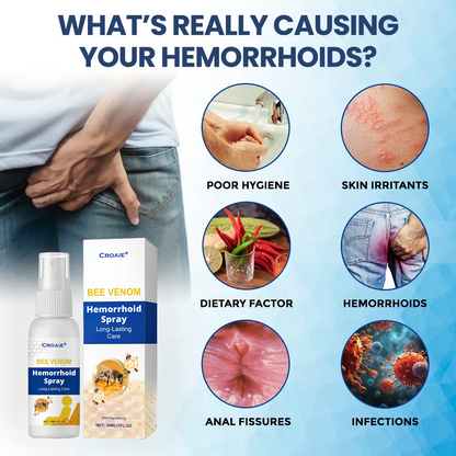 Croaie® Bee Venom Hemorrhoid Spray for Skin, Topical Anesthetic Postpartum Hemorrhoid Treatment with Phenylephrine for Local and Anorectal Uses