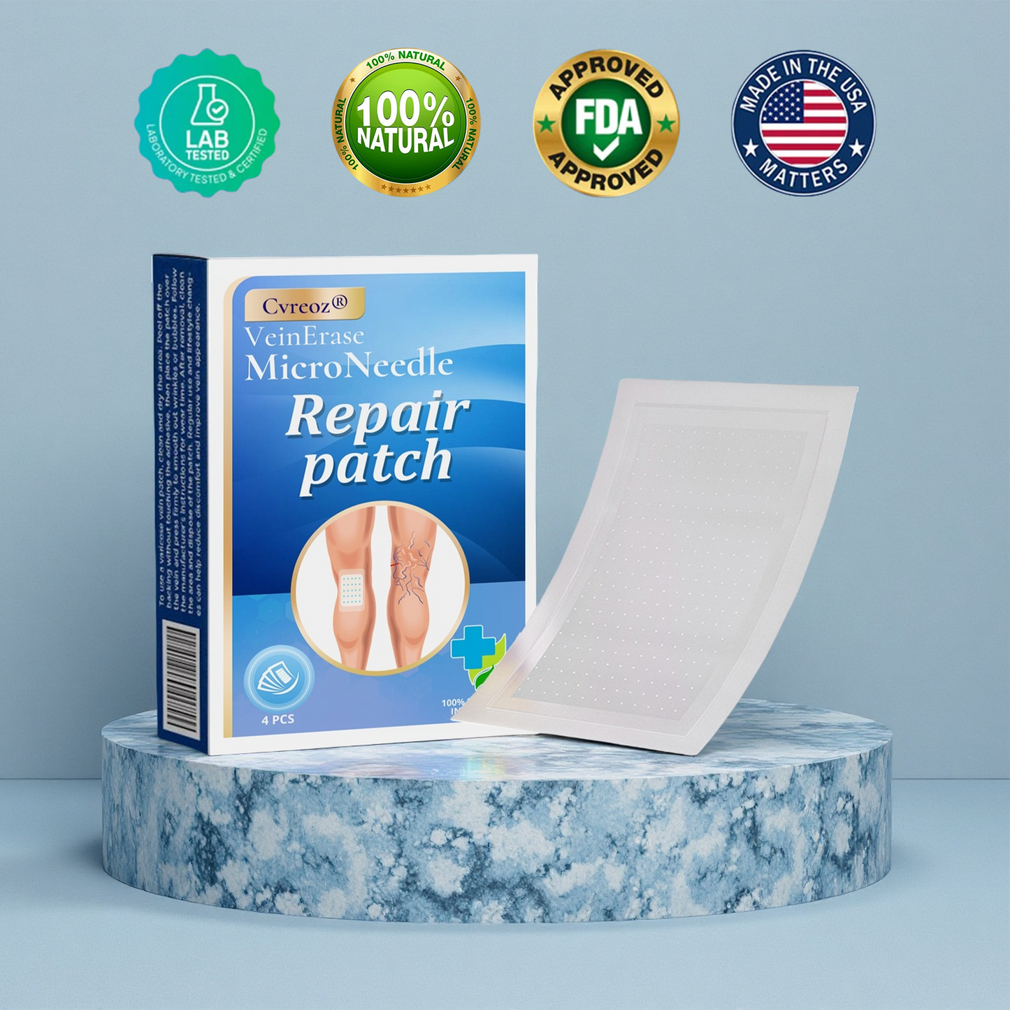 Cvreoz® VeinErase MicroNeedle Repair Patch