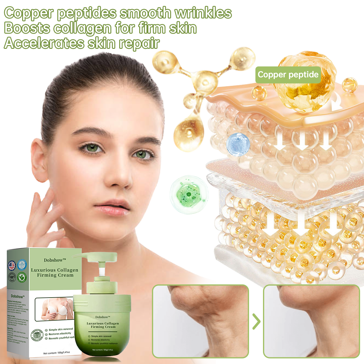 ✅Dobshow™ Luxury Collagen Peptide Firming Cream - Natural Ingredients - 🎖️Clinically Proven🎖️
