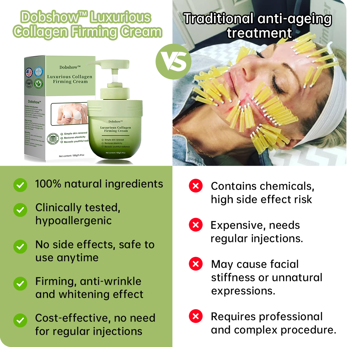 ✅Dobshow™ Luxury Collagen Peptide Firming Cream - Natural Ingredients - 🎖️Clinically Proven🎖️